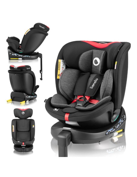 BN-LO-NAVY_I-SIZE_BLACK_RED,Scaun auto, Lionelo, i-Size Navy, 0-36 Kg, 40-150 cm, Cu isofix si picior de fixare, Protectie later
