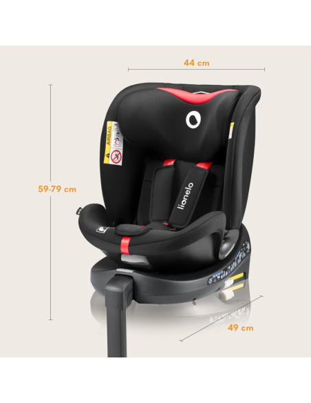 BN-LO-NAVY_I-SIZE_BLACK_RED,Scaun auto, Lionelo, i-Size Navy, 0-36 Kg, 40-150 cm, Cu isofix si picior de fixare, Protectie later