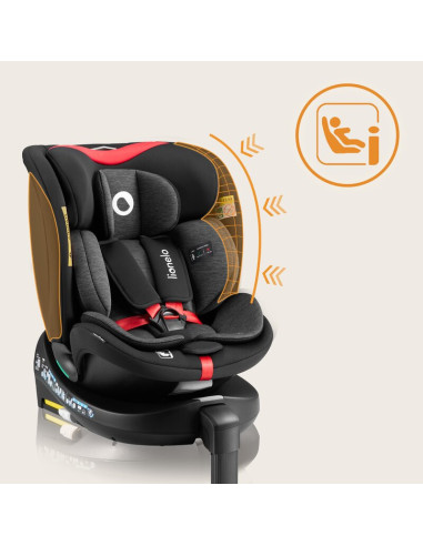 BN-LO-NAVY_I-SIZE_BLACK_RED,Scaun auto, Lionelo, i-Size Navy, 0-36 Kg, 40-150 cm, Cu isofix si picior de fixare, Protectie later