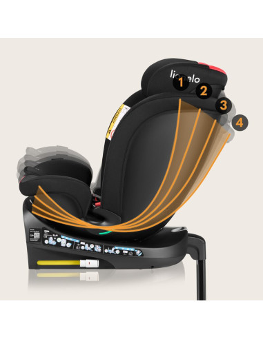 BN-LO-NAVY_I-SIZE_BLACK_RED,Scaun auto, Lionelo, i-Size Navy, 0-36 Kg, 40-150 cm, Cu isofix si picior de fixare, Protectie later