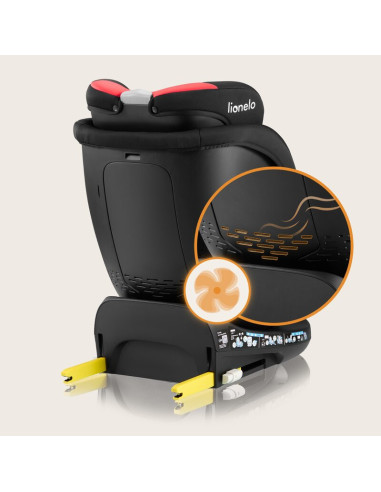 BN-LO-NAVY_I-SIZE_BLACK_RED,Scaun auto, Lionelo, i-Size Navy, 0-36 Kg, 40-150 cm, Cu isofix si picior de fixare, Protectie later