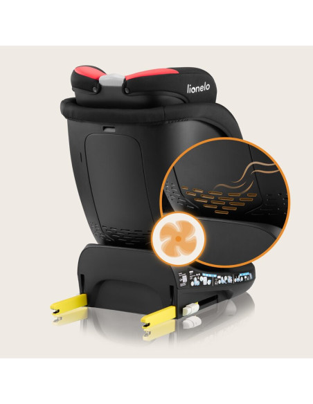 BN-LO-NAVY_I-SIZE_BLACK_RED,Scaun auto, Lionelo, i-Size Navy, 0-36 Kg, 40-150 cm, Cu isofix si picior de fixare, Protectie later