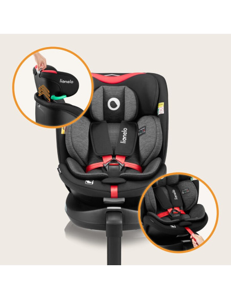 BN-LO-NAVY_I-SIZE_BLACK_RED,Scaun auto, Lionelo, i-Size Navy, 0-36 Kg, 40-150 cm, Cu isofix si picior de fixare, Protectie later
