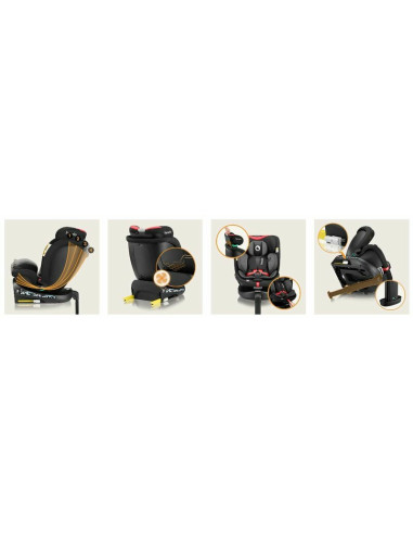 BN-LO-NAVY_I-SIZE_BLACK_RED,Scaun auto, Lionelo, i-Size Navy, 0-36 Kg, 40-150 cm, Cu isofix si picior de fixare, Protectie later