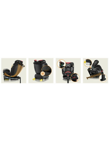 BN-LO-NAVY_I-SIZE_BLACK_RED,Scaun auto, Lionelo, i-Size Navy, 0-36 Kg, 40-150 cm, Cu isofix si picior de fixare, Protectie later