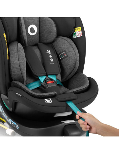 BN-LO-NAVY_I-SIZE_BLACK_TURQUOISE,Scaun auto, Lionelo, i-Size Navy, 0-36 Kg, 40-150 cm, Cu isofix si picior de fixare, Protectie