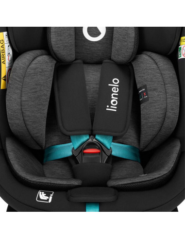 BN-LO-NAVY_I-SIZE_BLACK_TURQUOISE,Scaun auto, Lionelo, i-Size Navy, 0-36 Kg, 40-150 cm, Cu isofix si picior de fixare, Protectie