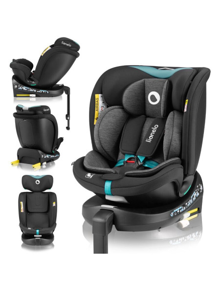 BN-LO-NAVY_I-SIZE_BLACK_TURQUOISE,Scaun auto, Lionelo, i-Size Navy, 0-36 Kg, 40-150 cm, Cu isofix si picior de fixare, Protectie