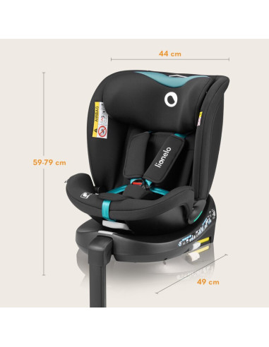 BN-LO-NAVY_I-SIZE_BLACK_TURQUOISE,Scaun auto, Lionelo, i-Size Navy, 0-36 Kg, 40-150 cm, Cu isofix si picior de fixare, Protectie