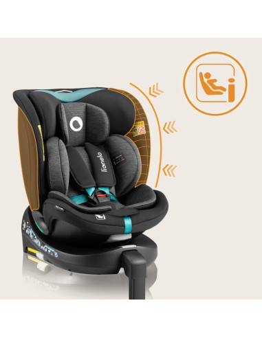 BN-LO-NAVY_I-SIZE_BLACK_TURQUOISE,Scaun auto, Lionelo, i-Size Navy, 0-36 Kg, 40-150 cm, Cu isofix si picior de fixare, Protectie