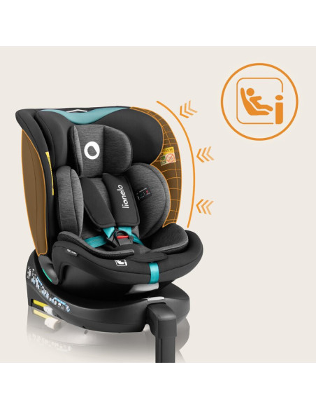 BN-LO-NAVY_I-SIZE_BLACK_TURQUOISE,Scaun auto, Lionelo, i-Size Navy, 0-36 Kg, 40-150 cm, Cu isofix si picior de fixare, Protectie
