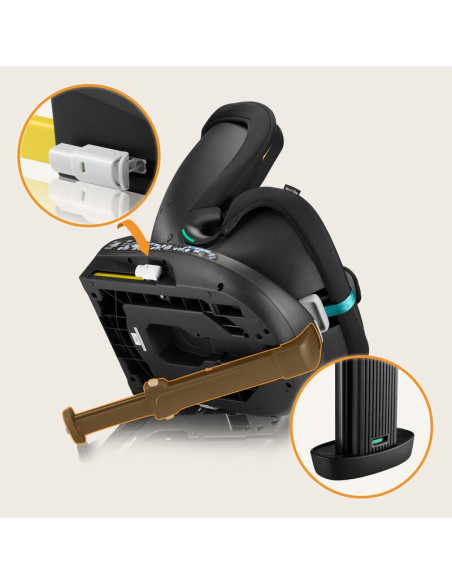BN-LO-NAVY_I-SIZE_BLACK_TURQUOISE,Scaun auto, Lionelo, i-Size Navy, 0-36 Kg, 40-150 cm, Cu isofix si picior de fixare, Protectie
