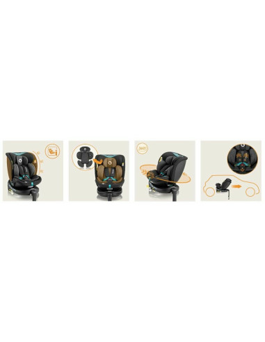 BN-LO-NAVY_I-SIZE_BLACK_TURQUOISE,Scaun auto, Lionelo, i-Size Navy, 0-36 Kg, 40-150 cm, Cu isofix si picior de fixare, Protectie