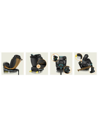 BN-LO-NAVY_I-SIZE_BLACK_TURQUOISE,Scaun auto, Lionelo, i-Size Navy, 0-36 Kg, 40-150 cm, Cu isofix si picior de fixare, Protectie