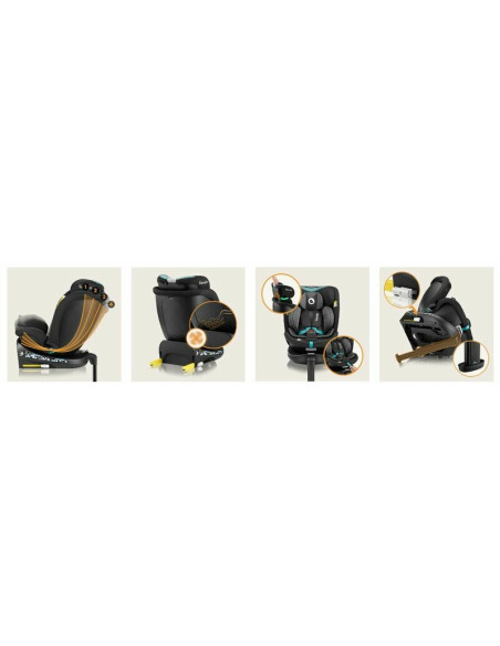 BN-LO-NAVY_I-SIZE_BLACK_TURQUOISE,Scaun auto, Lionelo, i-Size Navy, 0-36 Kg, 40-150 cm, Cu isofix si picior de fixare, Protectie