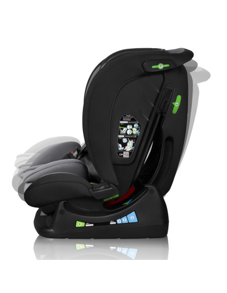 BN-LO-IZZY_I-SIZE_BLACK_GREY,Scaun auto, Lionelo, i-Size Izzy, 0-36 Kg, 40-150 cm, Instalare cu centurile masinii, Protectie lat