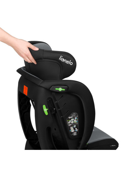 BN-LO-IZZY_I-SIZE_BLACK_GREY,Scaun auto, Lionelo, i-Size Izzy, 0-36 Kg, 40-150 cm, Instalare cu centurile masinii, Protectie lat