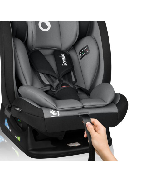 BN-LO-IZZY_I-SIZE_BLACK_GREY,Scaun auto, Lionelo, i-Size Izzy, 0-36 Kg, 40-150 cm, Instalare cu centurile masinii, Protectie lat
