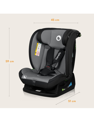 BN-LO-IZZY_I-SIZE_BLACK_GREY,Scaun auto, Lionelo, i-Size Izzy, 0-36 Kg, 40-150 cm, Instalare cu centurile masinii, Protectie lat