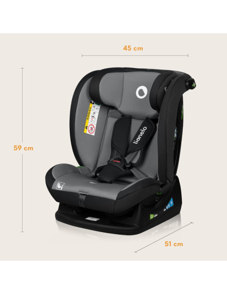 BN-LO-IZZY_I-SIZE_BLACK_GREY,Scaun auto, Lionelo, i-Size Izzy, 0-36 Kg, 40-150 cm, Instalare cu centurile masinii, Protectie lat