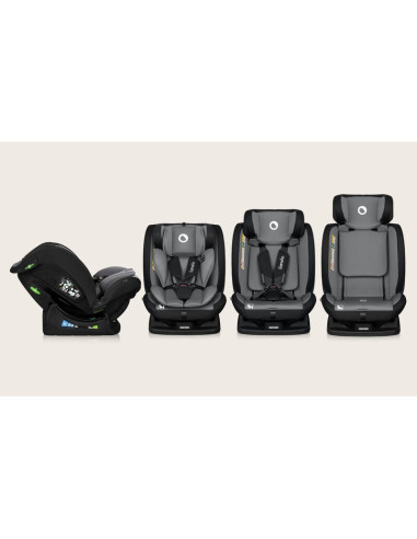 BN-LO-IZZY_I-SIZE_BLACK_GREY,Scaun auto, Lionelo, i-Size Izzy, 0-36 Kg, 40-150 cm, Instalare cu centurile masinii, Protectie lat