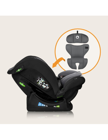 BN-LO-IZZY_I-SIZE_BLACK_GREY,Scaun auto, Lionelo, i-Size Izzy, 0-36 Kg, 40-150 cm, Instalare cu centurile masinii, Protectie lat