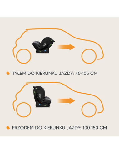 BN-LO-IZZY_I-SIZE_BLACK_GREY,Scaun auto, Lionelo, i-Size Izzy, 0-36 Kg, 40-150 cm, Instalare cu centurile masinii, Protectie lat