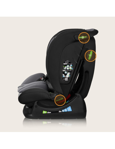 BN-LO-IZZY_I-SIZE_BLACK_GREY,Scaun auto, Lionelo, i-Size Izzy, 0-36 Kg, 40-150 cm, Instalare cu centurile masinii, Protectie lat