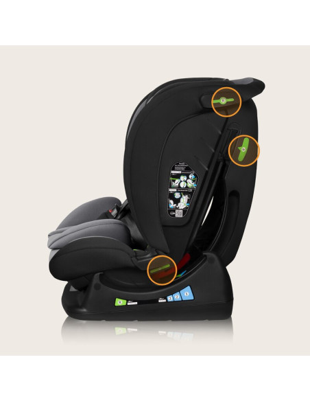 BN-LO-IZZY_I-SIZE_BLACK_GREY,Scaun auto, Lionelo, i-Size Izzy, 0-36 Kg, 40-150 cm, Instalare cu centurile masinii, Protectie lat
