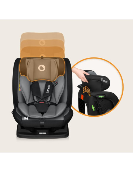BN-LO-IZZY_I-SIZE_BLACK_GREY,Scaun auto, Lionelo, i-Size Izzy, 0-36 Kg, 40-150 cm, Instalare cu centurile masinii, Protectie lat