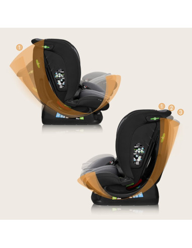 BN-LO-IZZY_I-SIZE_BLACK_GREY,Scaun auto, Lionelo, i-Size Izzy, 0-36 Kg, 40-150 cm, Instalare cu centurile masinii, Protectie lat