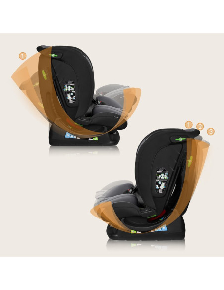 BN-LO-IZZY_I-SIZE_BLACK_GREY,Scaun auto, Lionelo, i-Size Izzy, 0-36 Kg, 40-150 cm, Instalare cu centurile masinii, Protectie lat