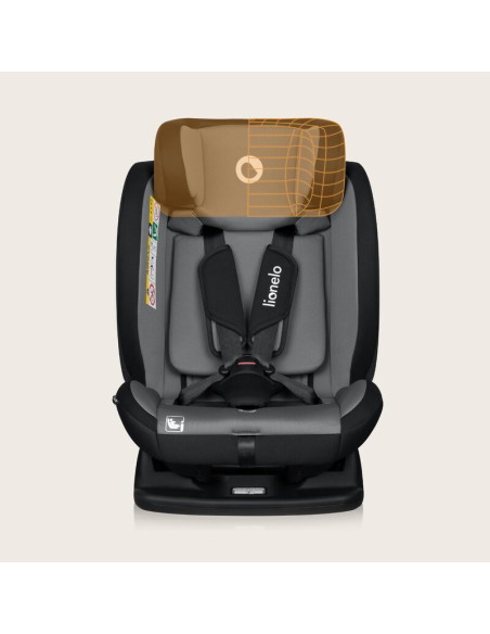 BN-LO-IZZY_I-SIZE_BLACK_GREY,Scaun auto, Lionelo, i-Size Izzy, 0-36 Kg, 40-150 cm, Instalare cu centurile masinii, Protectie lat