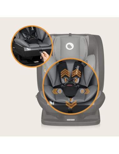 BN-LO-IZZY_I-SIZE_BLACK_GREY,Scaun auto, Lionelo, i-Size Izzy, 0-36 Kg, 40-150 cm, Instalare cu centurile masinii, Protectie lat