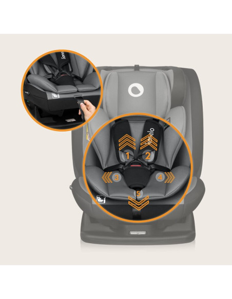 BN-LO-IZZY_I-SIZE_BLACK_GREY,Scaun auto, Lionelo, i-Size Izzy, 0-36 Kg, 40-150 cm, Instalare cu centurile masinii, Protectie lat