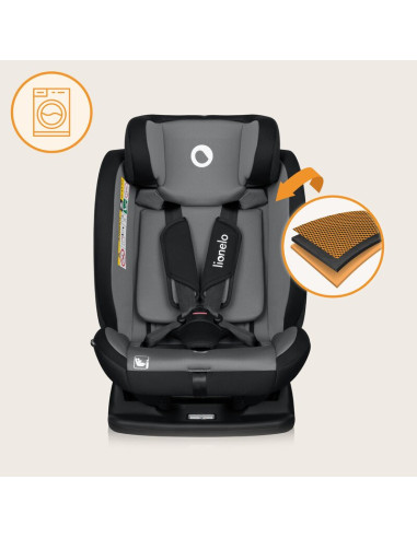 BN-LO-IZZY_I-SIZE_BLACK_GREY,Scaun auto, Lionelo, i-Size Izzy, 0-36 Kg, 40-150 cm, Instalare cu centurile masinii, Protectie lat