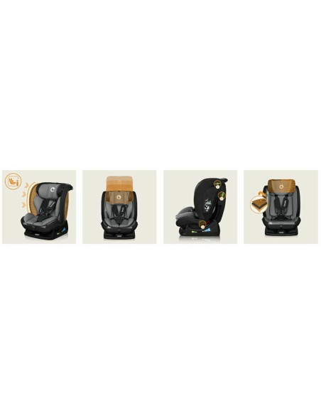 BN-LO-IZZY_I-SIZE_BLACK_GREY,Scaun auto, Lionelo, i-Size Izzy, 0-36 Kg, 40-150 cm, Instalare cu centurile masinii, Protectie lat
