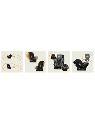 BN-LO-IZZY_I-SIZE_BLACK_GREY,Scaun auto, Lionelo, i-Size Izzy, 0-36 Kg, 40-150 cm, Instalare cu centurile masinii, Protectie lat