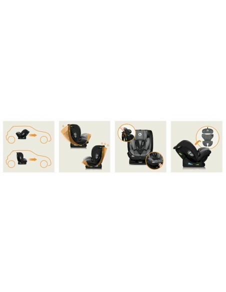 BN-LO-IZZY_I-SIZE_BLACK_GREY,Scaun auto, Lionelo, i-Size Izzy, 0-36 Kg, 40-150 cm, Instalare cu centurile masinii, Protectie lat