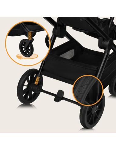 BN-LO-LAYLA_2IN1_BLACK_ONYX,Carucior 2 in 1, Lionelo, Layla, Pana la 22 kg, Cadru aluminiu, Cu landou intarit si salteluta din s