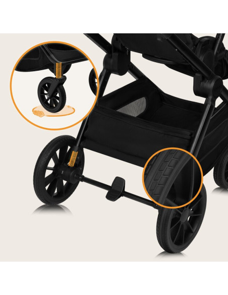 BN-LO-LAYLA_2IN1_BLACK_ONYX,Carucior 2 in 1, Lionelo, Layla, Pana la 22 kg, Cadru aluminiu, Cu landou intarit si salteluta din s