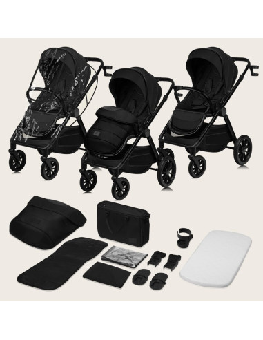 BN-LO-LAYLA_2IN1_BLACK_ONYX,Carucior 2 in 1, Lionelo, Layla, Pana la 22 kg, Cadru aluminiu, Cu landou intarit si salteluta din s