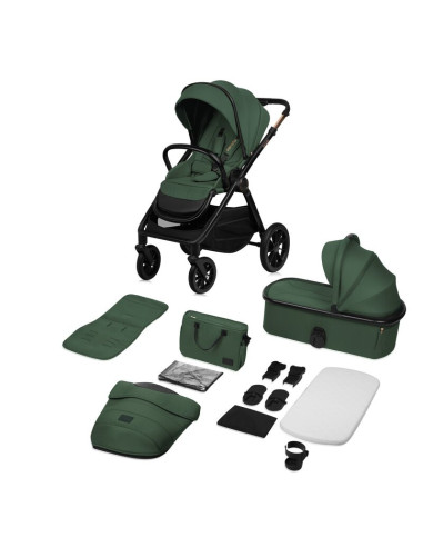 BN-LO-LAYLA_2IN1_GREEN_FOREST,Carucior 2 in 1, Lionelo, Layla, Pana la 22 kg, Cadru aluminiu, Cu landou intarit si salteluta din