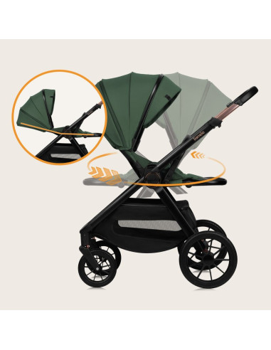 BN-LO-LAYLA_2IN1_GREEN_FOREST,Carucior 2 in 1, Lionelo, Layla, Pana la 22 kg, Cadru aluminiu, Cu landou intarit si salteluta din