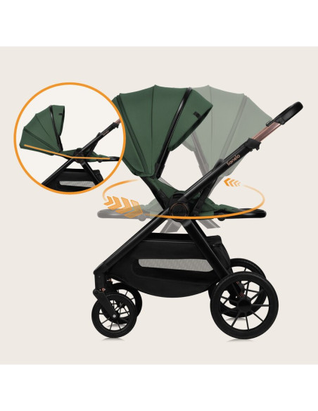 BN-LO-LAYLA_2IN1_GREEN_FOREST,Carucior 2 in 1, Lionelo, Layla, Pana la 22 kg, Cadru aluminiu, Cu landou intarit si salteluta din