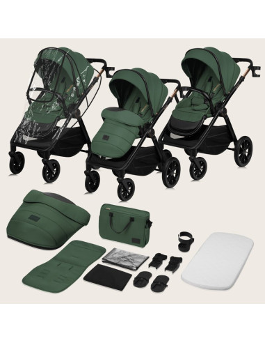 BN-LO-LAYLA_2IN1_GREEN_FOREST,Carucior 2 in 1, Lionelo, Layla, Pana la 22 kg, Cadru aluminiu, Cu landou intarit si salteluta din