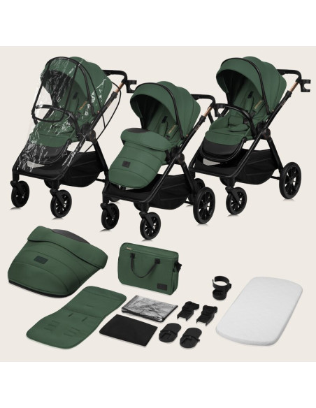BN-LO-LAYLA_2IN1_GREEN_FOREST,Carucior 2 in 1, Lionelo, Layla, Pana la 22 kg, Cadru aluminiu, Cu landou intarit si salteluta din