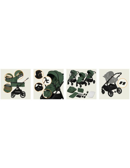BN-LO-LAYLA_2IN1_GREEN_FOREST,Carucior 2 in 1, Lionelo, Layla, Pana la 22 kg, Cadru aluminiu, Cu landou intarit si salteluta din