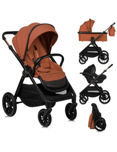 BN-LO-LAYLA_3IN1_BROWN_RUST,Carucior 3 in 1, Lionelo, Layla, Pana la 22 kg, Cadru aluminiu, Cu landou intarit si salteluta din s 2