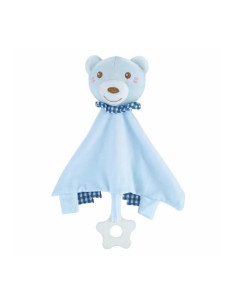 BN-82757,Paturica, Free2Play, Teddy Bear, Moale, Cu zornaitoare, Cu jucarie dentitie, 33 x 33 x 8 cm, Blue